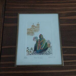 Embossed Southwestern Ink Drawing By Maria Vlll. Block-92. 2/200